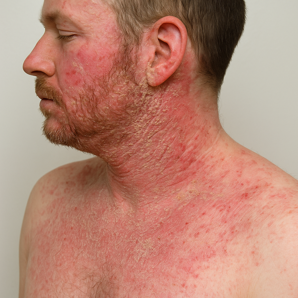 Un adulto con dermatitis atópica