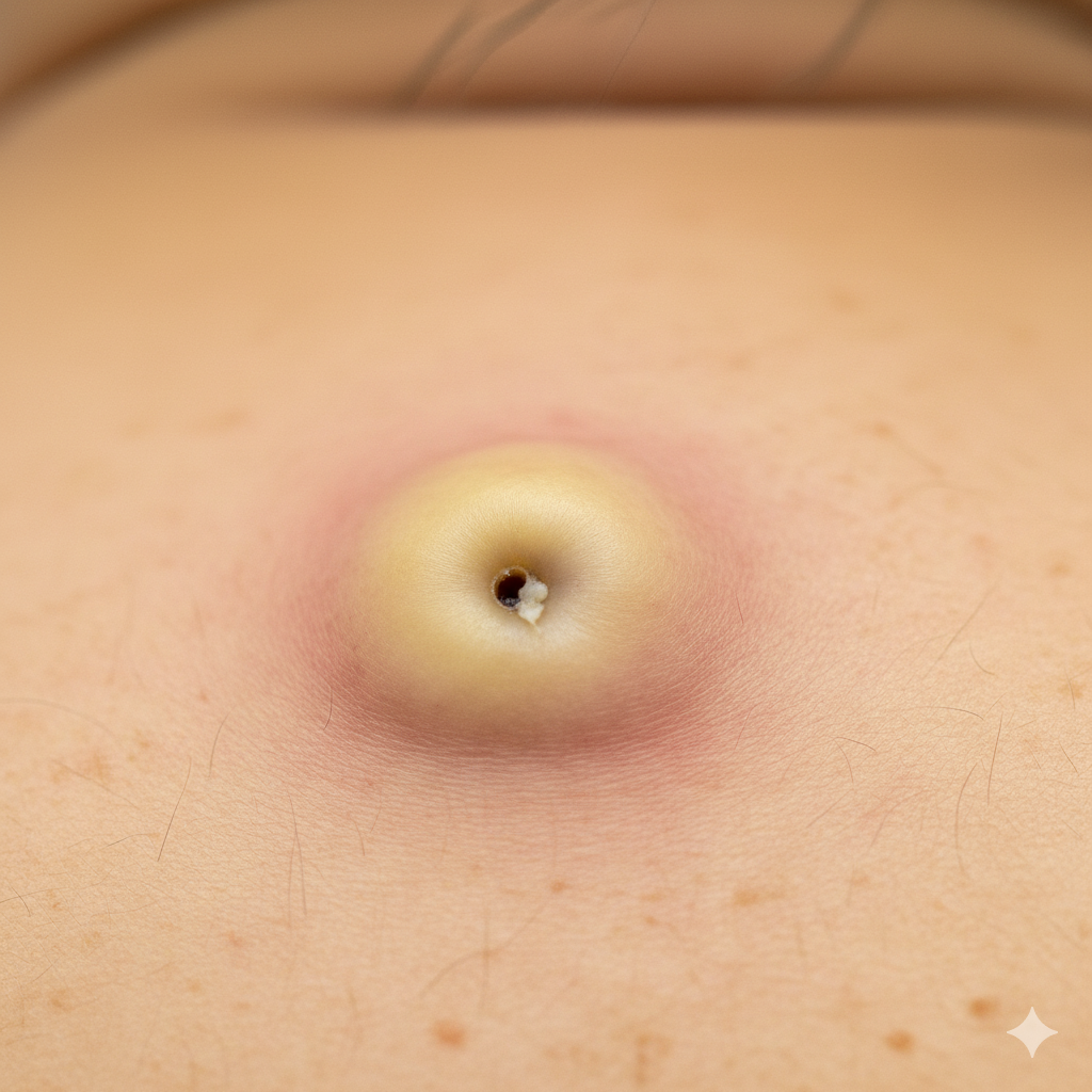Bulto sebáceo a la vista