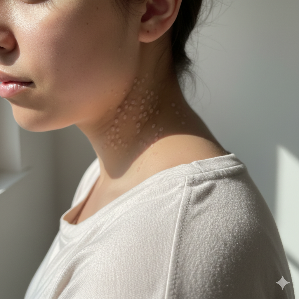 Otra chica con las verrugas planas