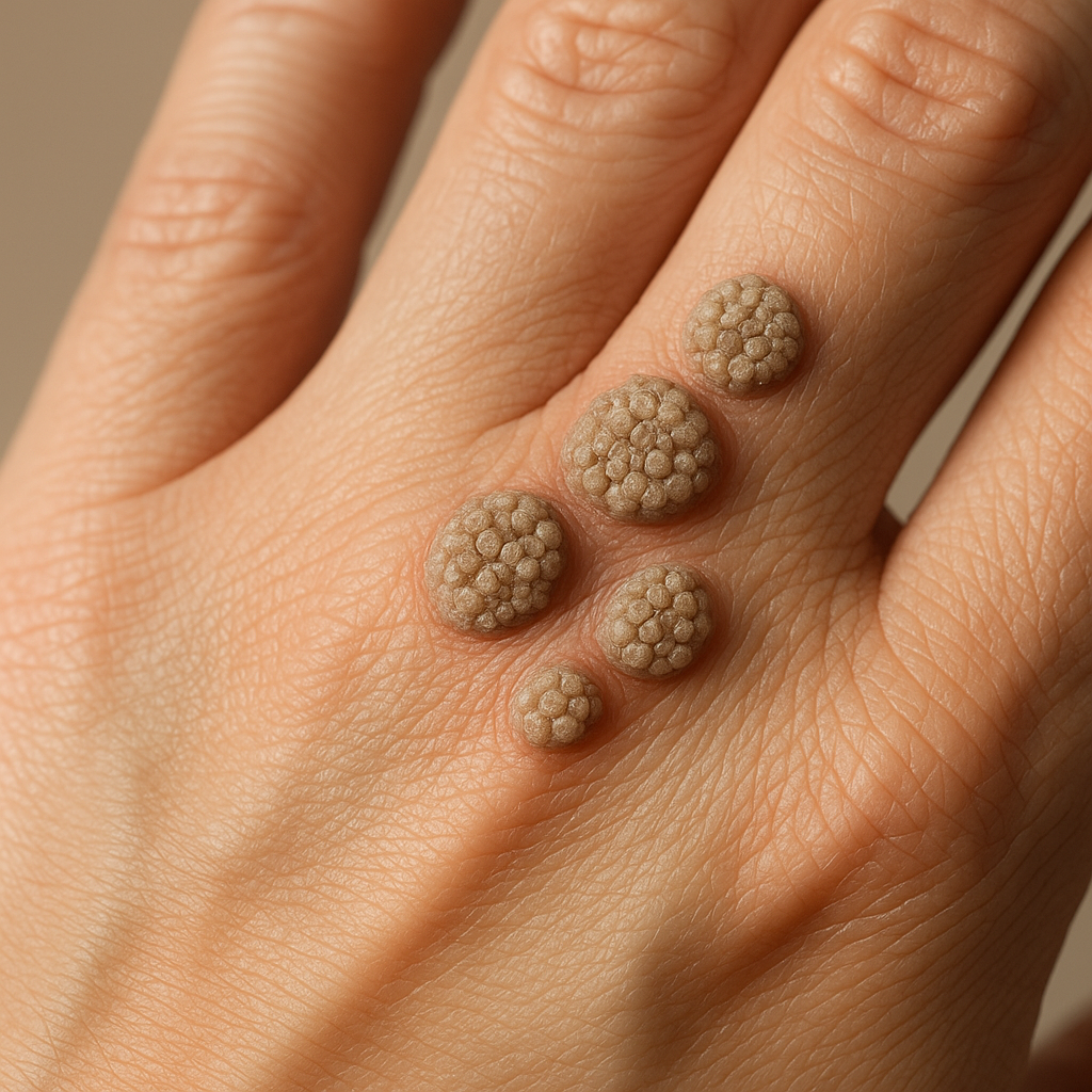 Diferentes verrugas comunes